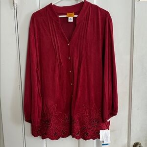 Ruby Rd. Rich Red Button-Up Blouse